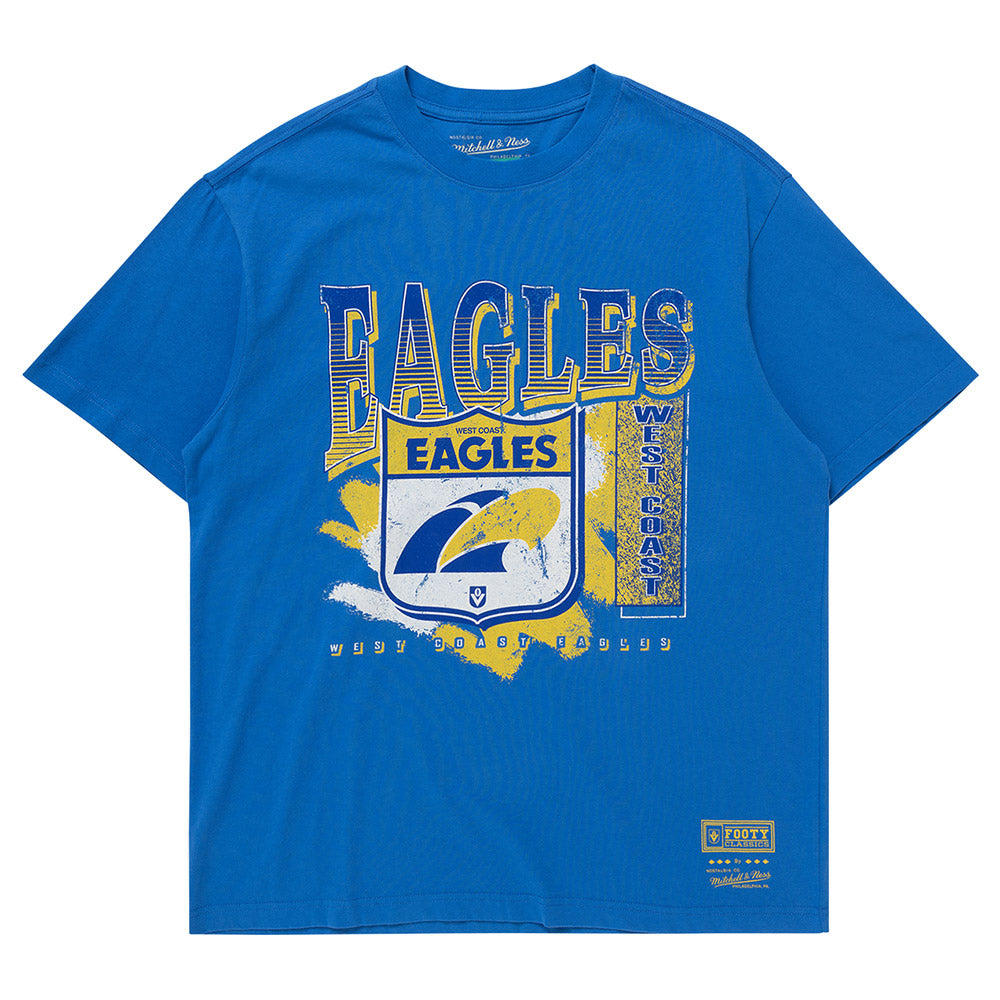 West Coast Eagles Mitchell & Ness Adults Vintage Brush Off Tee