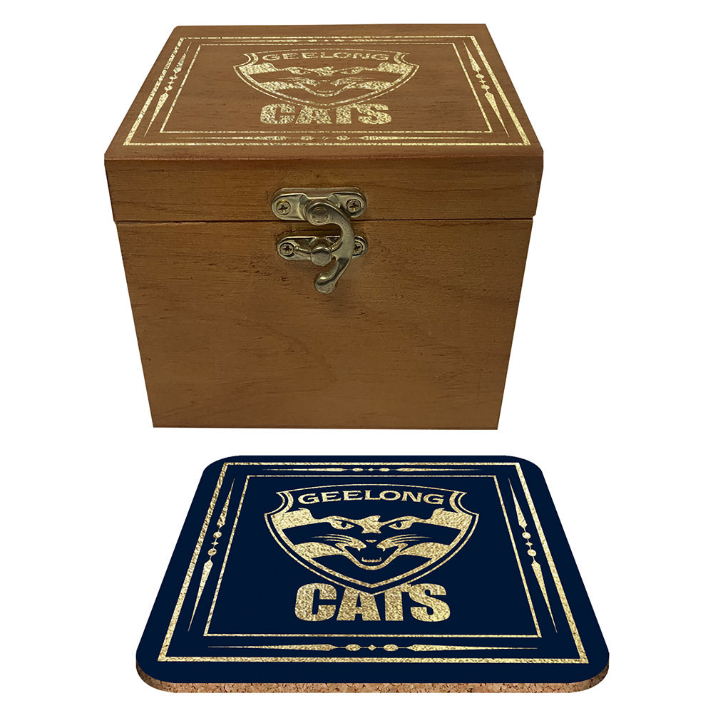 Geelong Cats Set Of 4 Cork Coasters In Box The AFL Store