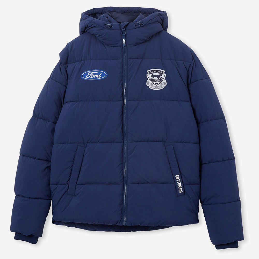 Geelong Cats 2024 Authentic Mens Puffer Jacket - Main Image