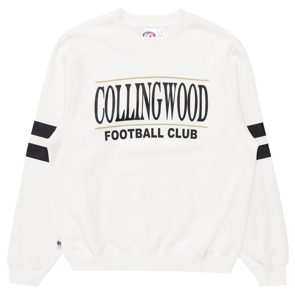 Collingwood Womens Stripe Sleeve Crew The AFL Store Collingwood womens stripe sleeve crew the afl store